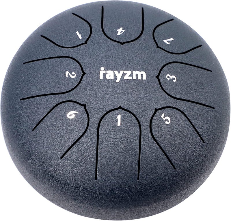 Rayzm Steel Tongue Drum, 6 inches 8 Notes Diatonic Scale Handpan Tank Drum Kit, Carbon Steel C-Key Percussion Instrument - Image 1